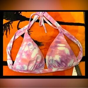 NWT Victoria’s Secret Sexy Tie-Dye Pink Bikini Top Halter Medium Swimwear